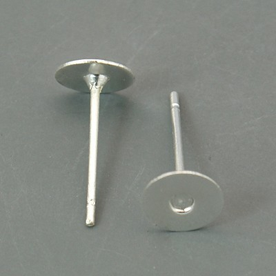 Tortite cercei stud cu suport (platou) de 6 mm din alama argintie, 1 pereche Cod TSAA3 [2]
