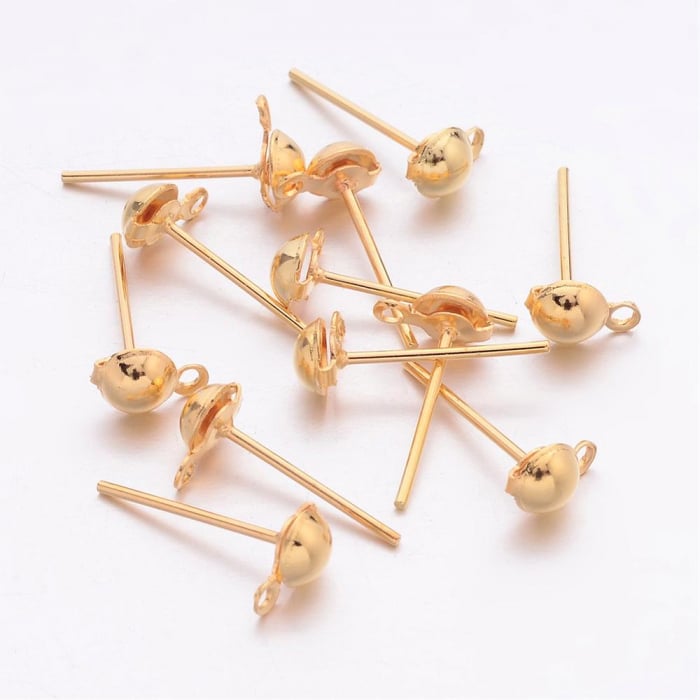 Tortite cercei stud fier placat cu aur 4 mm, cercei cu tija - 1 pereche Cod TSGP2 [2]