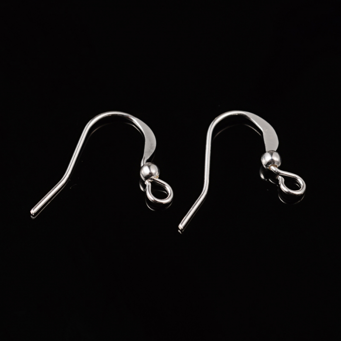Tortite cercei fishhook cu biluta din alama argintie, 1 pereche Cod TFAA1 [4]