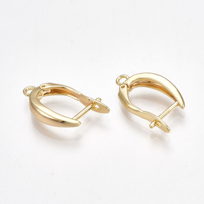 Tortite cercei hoop cu bucla, din alama placata cu aur 18K, 21X12 mm, 1 pereche [2]