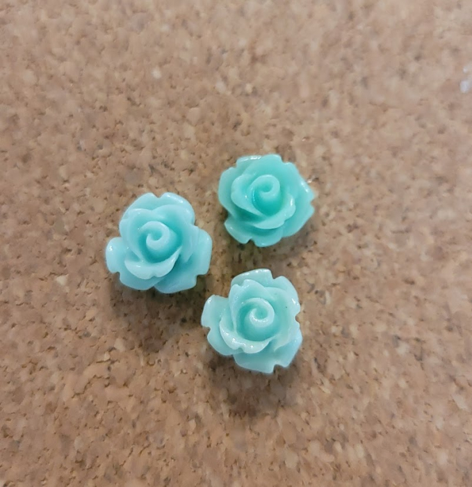 Trandafir caboson din rasina, 10 mm, aqua, 1 buc [1]