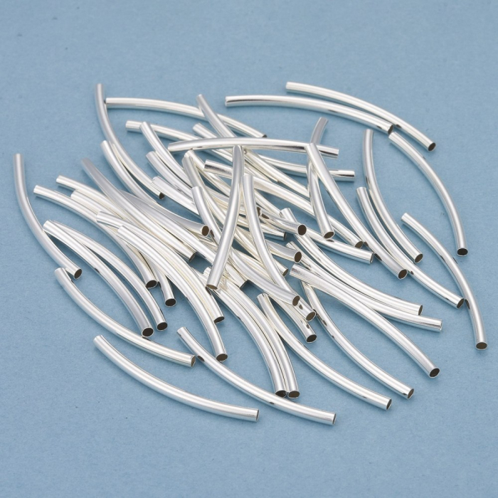 Tub din alama placata cu argint 925, margele metal 30x2mm, 1 buc [2]