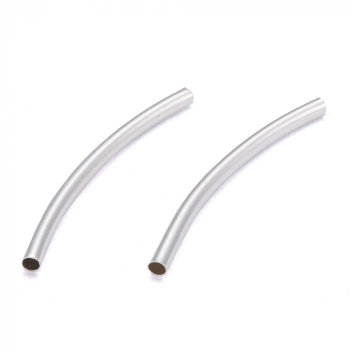 Tub din alama placata cu argint 925, margele metal 30x2mm, 1 buc [1]