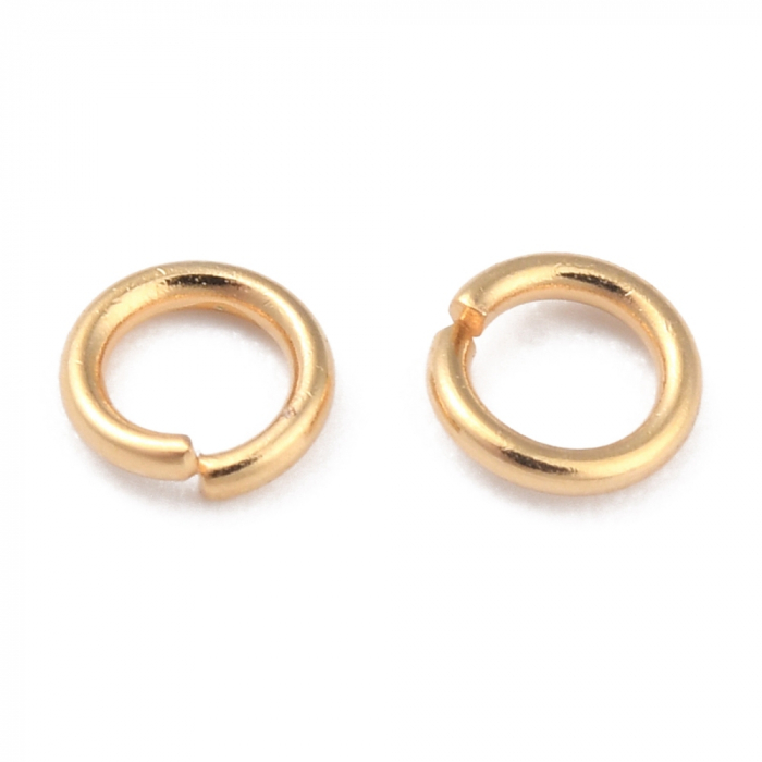 Zale din alama placata cu aur 24K, 4 mm, 0,8 mm grosime, 2,5 mm diametru, 1 bucata [2]
