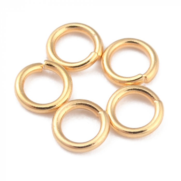 Zale din alama placata cu aur 24K, 4 mm, 0,8 mm grosime, 2,5 mm diametru, 1 bucata [1]