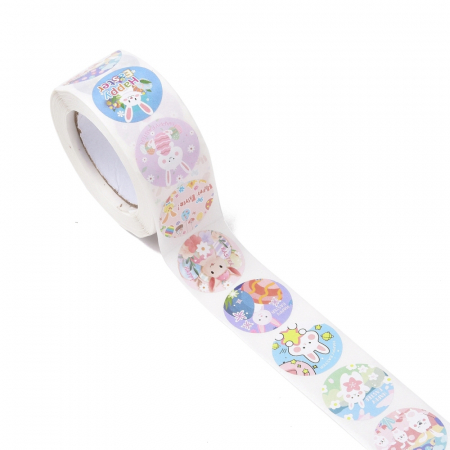 Abtipild sticker mixt rotund model Paste, cu iepurasi, 1 rola cu aproximativ 500 stickere [1]