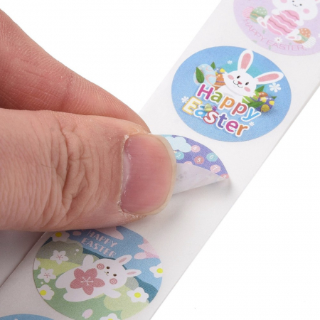 Abtipild sticker mixt rotund model Paste, cu iepurasi, 1 rola cu aproximativ 500 stickere [3]