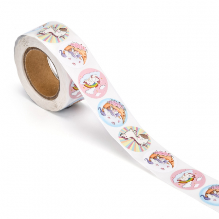 Abtipild sticker rotund cu unicorn, 1 rola cu aproximativ 500 stickere [1]
