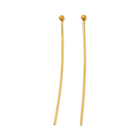 Ace cu bilă din inox 304, placate cu aur 18K prin Ion Plating, 36x1.8X0.5 mm – 1 bucată [1]