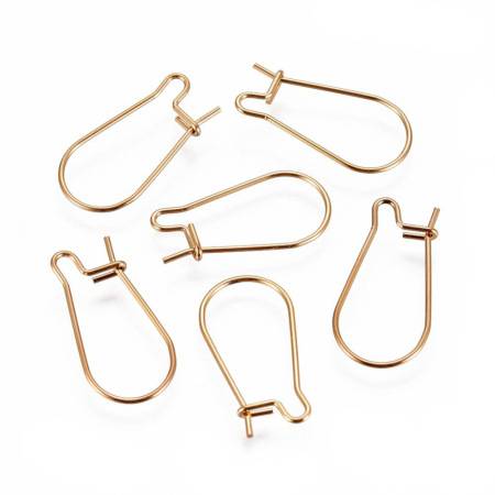 Tortite pentru cercei - Tortițe kidney din inox 304, placate cu aur 18K prin Ion Plating, 20x10.5 mm – 1 pereche (2 bucăți)
