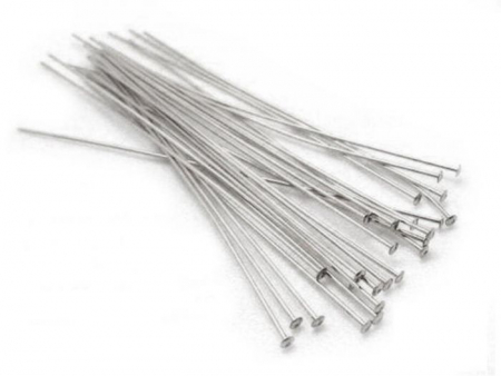 Argintii - Ace cu cap alama placata cu argint antichizat  20 mm lungime, 0,5 mm grosime