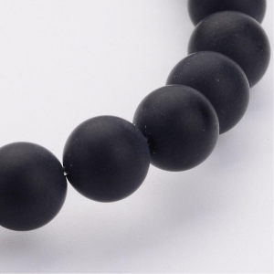 Agata neagra frosted rotunda, 8 mm - 1 buc [1]