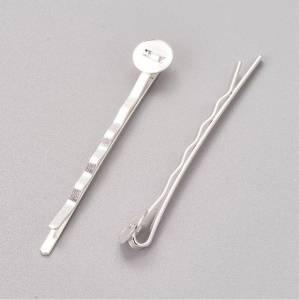 Accesorii par - Agrafa pentru par, cu baza de 8 mm, din fier, argintie 52 mm - 1 bucata