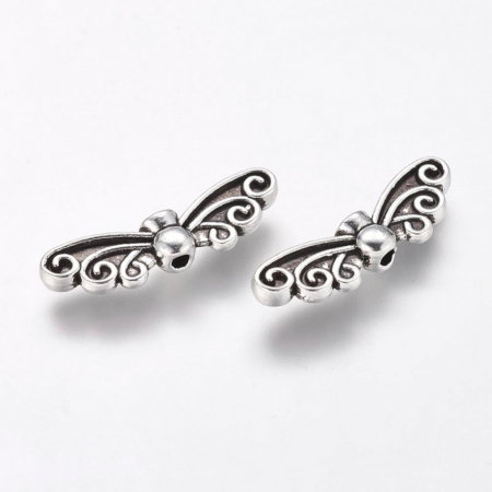 Charm, Pandant, Conector - Aripa de inger, Inger, conector, argintiu antichizat - 22x6 mm - 1 bucata