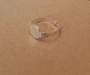 Baza inel si bratara - Baza inel placat cu argint, cu platou de 10 mm, diametru de 20 mm, ajustabil,1 bucata
