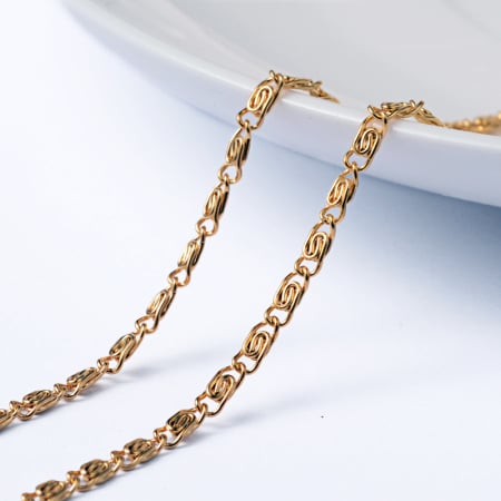 Lant - Lanț Lumachina din inox 304, placat cu aur 18K prin Ion Plating, 4.5x2x0.5 mm – la metru