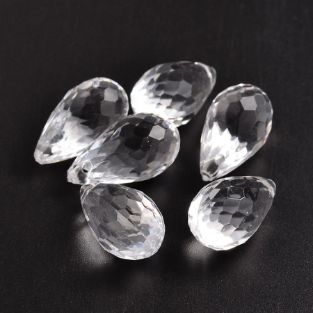 Brioleta fatetata, pandant acrilic fatetat,  transparent, 24X14 - 1 bucata [1]