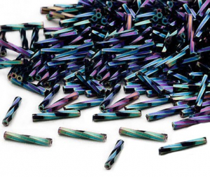 Margele - Bugle - margele de nisip - Miyuki - rasucite - 12X2 mm -gunmetal purple - 10 bucati