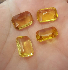 Caboson si suport caboson - Cabochon din cristal german, fatetat, dreptunghi - 14x10 mm - Citrina- 1 bucata Cod DG7