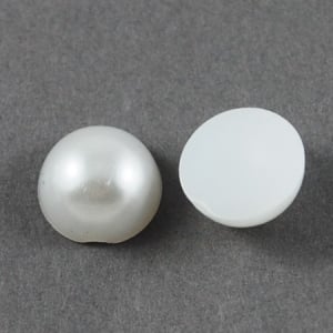 Caboson si suport caboson - Caboson acrilic, imitatie perla, alb 10 mm, 10 bucati