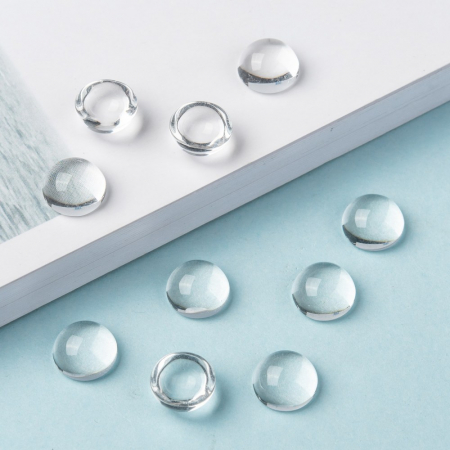 Caboson si suport caboson - Caboson din sticla rotund transparent, 10 X 5 mm - 1 buc