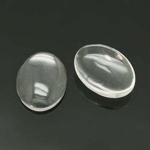 Caboson si suport caboson - Caboson oval din sticla, transparent, rotund, 25  X18 mm - 1 buc