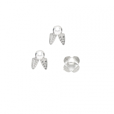 Capac margele - Capac margele, alama placata cu argint, 6X5 mm