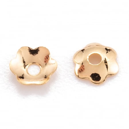 Capac margele - Capac margele din alama placata cu aur de 18K, floare cu 6 petale, 4 mm- 1 bucata
