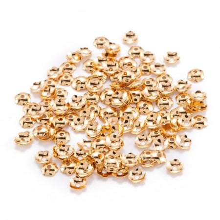 Capac margele din alama placata cu aur de 18K, floare cu 6 petale, 4 mm- 1 bucata [2]