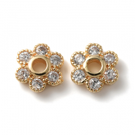 Capac margele din alama placata cu aur de 18K, floare cu 6 petale, 4 mm- 1 bucata [2]