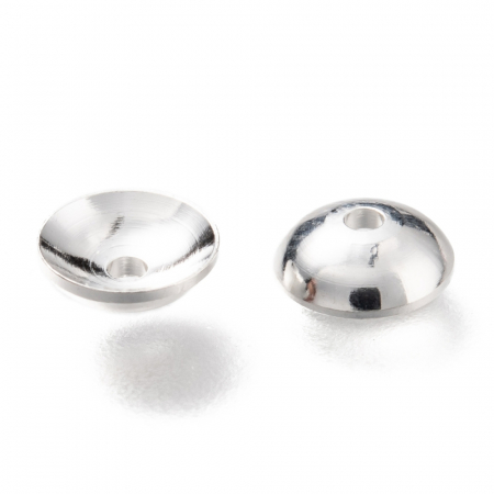 Capac margele - Capac margele din alama placat cu argint 925, 4X1,5 mm- 1 bucata