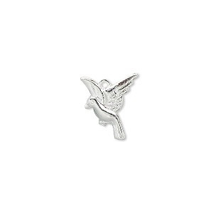 Charm, Pandant, Conector - Charm, alama placata cu argint, 13 mm, pasare, 1 buc