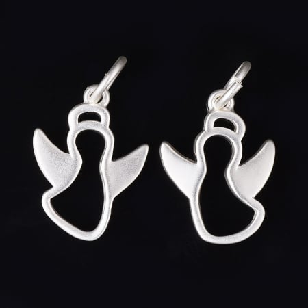 Charm, Pandant, Conector - Charm inger, alama placata cu argint 925, 14.5X10.5 mm, inger, 1 buc
