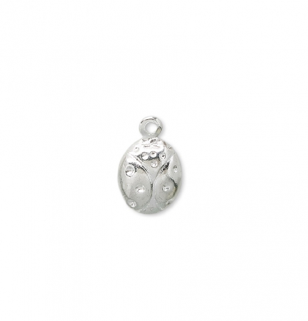 Charm, Pandant, Conector - Charm, alama placata cu argint, 8 mm, buburuza, 1 buc