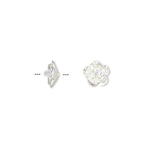 Charm, Pandant, Conector - Charm, alama placata cu argint, 8 mm, trandafir 1 buc