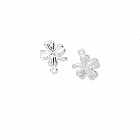 Charm, Pandant, Conector - Charm, alama placata cu argint, 8 mm, trifoi cu patru fo