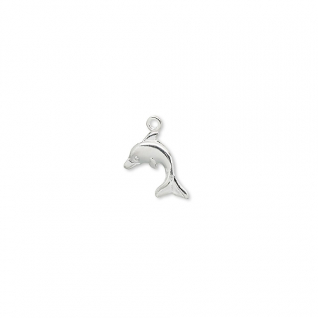 Charm, Pandant, Conector - Charm, alama placata cu argint, 9 mm, delfin, 1 buc