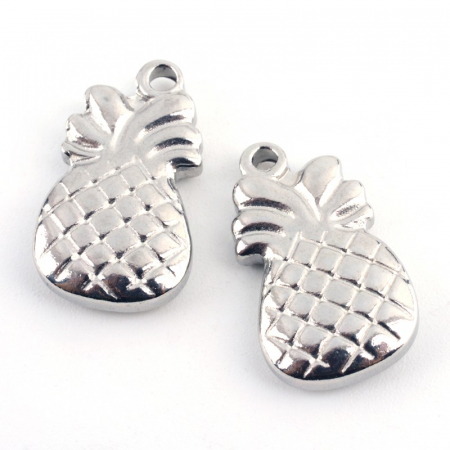 Charm, Pandant, Conector - Charm ananas din otel inoxidabil, inox, 18X11 mm, 1 buc Cod ChO1