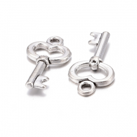 Charm argintiu antichizat, cheie - 16x9 mm - 1 bucata [2]