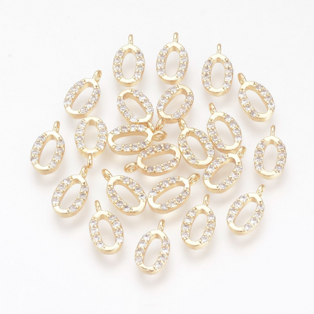 Pandant Charm litera O din alama placata cu aur de 18K si criatale Cubic Zirconia, 9X11 mm, 1 buc [1]