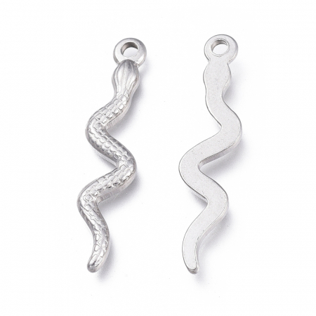 Otel inoxidabil - Charm sarpe din otel inoxidabil 304, 28x6 mm - 1 bucata