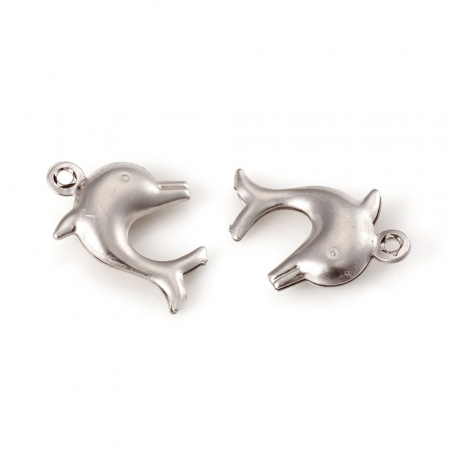 Pandant charm delfin, din otel inoxidabil, 16X10 mm [1]