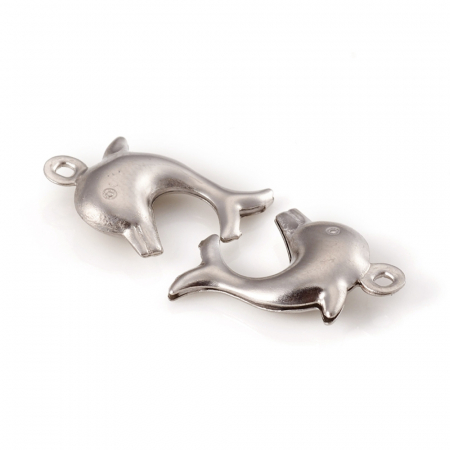 Otel inoxidabil - Pandant charm delfin, din otel inoxidabil, 16X10 mm