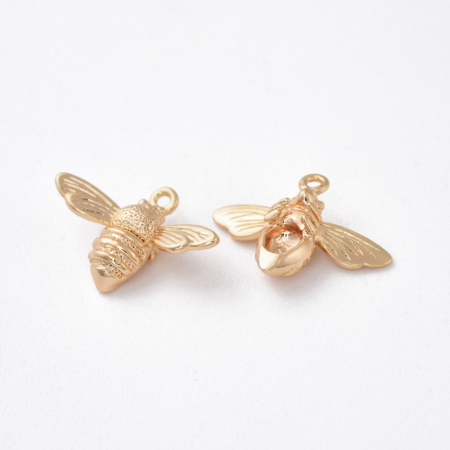 Charm albinuta din alama placata cu aur de 18 K, 11.5X17 mm, 1 buc [1]