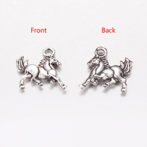 Charm, Pandant, Conector - Charm cal, argintiu antichizat- 16.5x13.5 mm - 1 bucata