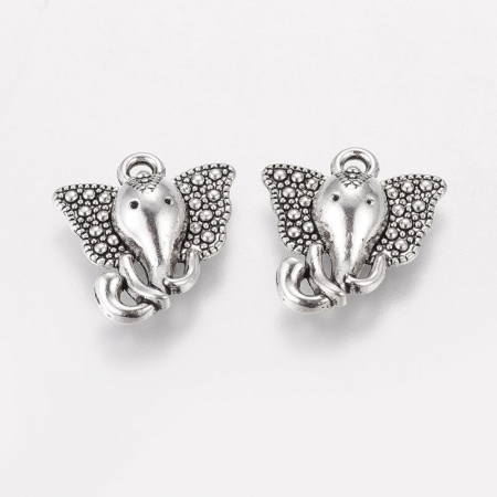 Charm, Pandant, Conector - Charm elefant argintiu antichizat