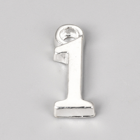 Charm, Pandant, Conector - Charm cifra argintie
