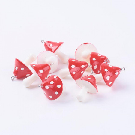 Charm, Pandant, Conector - Charm ciupercuta, ciuperca din rasina 34 mm- 1 bucata
