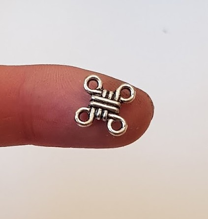 Charm, Pandant, Conector - Charm, conector, argintiu antichizat - 11 mm - 1 bucata