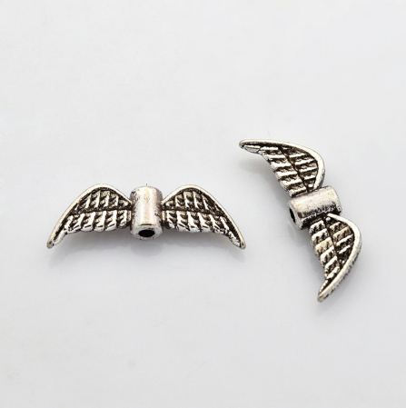 Charm, Pandant, Conector - Charm, conector aripi de inger, argintiu antichizat - 20 mm - 1 bucata